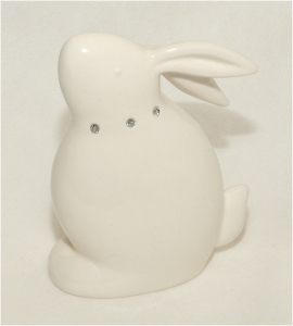 Coniglio in porcellana seduto con strass cm 9x12